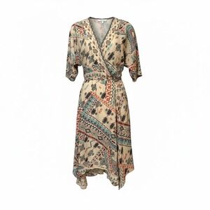 ECI New York Womens Small Geometric Tribal Print Handkerchief Midi Dress